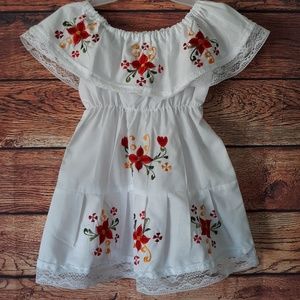 Toddler 2t Red Flower White Lace Dress